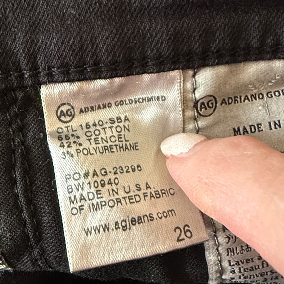 AG Adriano Goldschmied The Stevie Slim Straight Cuffed Black Jeans Waist 26 - Picture 6 of 13